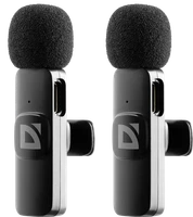 Микрофон беспроводной ANC на прищепке 2шт+ресивер Type-C черн. Talky-138 64138 DEFENDER 210802800