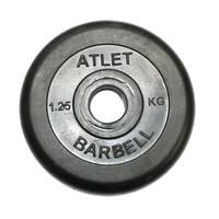 Диск обрезиненный, чёрного цвета, 31 мм, 1,25 кг Atlet 19022980