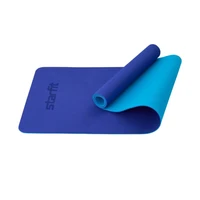 Коврик для йоги и фитнеса STARFIT FM-201 TPE, 0,6 см, 183x61 см, синий/темно-синий 1743454889