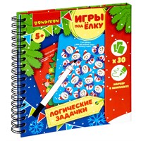 Компактная развивающая игра Bondibon «Игры под ёлку. Логические задачки» 30 шт. Новогодняя серия (арт. ВВ3544) 1450411665