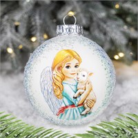 Шар "Рождество. Ангел и агнец", серия "ВС", 80 мм., в подарочной упаковке 1340930218