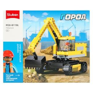 Конструктор пласт. ЭКСКАВАТОР с фигуркой, 152дет. в русс. кор. M38-B1196 (32)