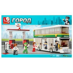Конструктор пласт. автобусная остановка с фигурками, 403дет. в русс. кор. M38-B0331 (12)