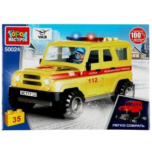 Конструктор UAZ HUNTER СКОРАЯ ПОМОЩЬ, 35 дет. (легко собрать) Город мастеров SB-50024