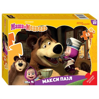 Контурный МАКСИ пазл 15 эл. "Маша и Медведь" (Анимаккорд) # 65006