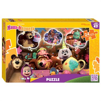 Мозаика "puzzle" maxi 24 "Маша и Медведь (нов.)" (Анимаккорд) # 90104