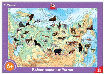 Развивающий пазл Редкие животные России (большие) (IQ step) # 80462