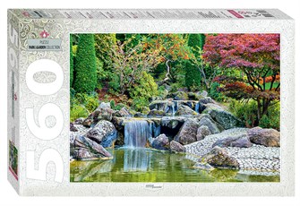 Мозаика puzzle 560 Каскадный водопад в японском саду # 78103