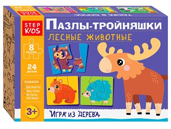 Развивающая игра "Лесные животные. Пазлы-тройняшки" (Step Kids) # 89890