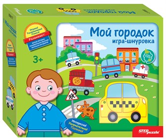 Развивающая игра из дерева Мой городок (Игра-шнуровка) # 89817