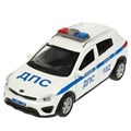 Машина металл KIA RIO X ПОЛИЦИЯ длина 12 см, двер, багаж, инерц, белый, кор. Технопарк XLINE-12POL-WH