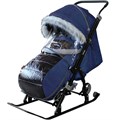 Санки коляска Galaxy NOVA Лён синий 266-444