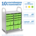 SS010M Мобильный стеллаж M с 10 контейнерами SS010M