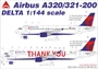 URC14423  декали  A320/321-200 Delta  (1:144) 2000002150404