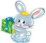 М-14581 Вырубная фигурка. Зайчик с подарком (блестки в лаке) 383499764
