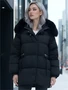 Куртка зимняя женская с мехом и капюшоном тренд черного цвета 7639Ch 450444604