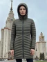 Куртка женская удлинённая стёганая с капюшоном и графеновой подкладкой цвета хаки 9628_1Kh 1475738528