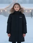 Парка зимняя подростковая для девочки с капюшоном и мехом черного цвета 9536Ch 1772483355